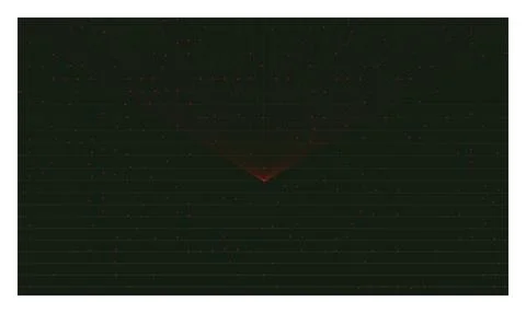 Radar simulation on dark green grid background with red rays and scanning p.. Stock Illustration