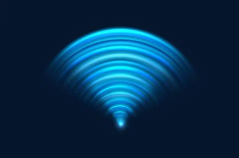 Radar sonar emitting a glowing blue signal wave Stock Illustration