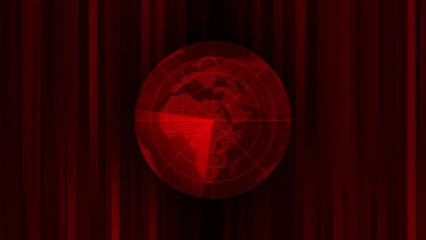 Radar Sonar with object on world map find out information Stock Footage 347861426