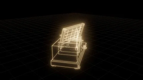 Radar station archive wireframe technical drawing turntable 3D animation Stock Footage 342240725