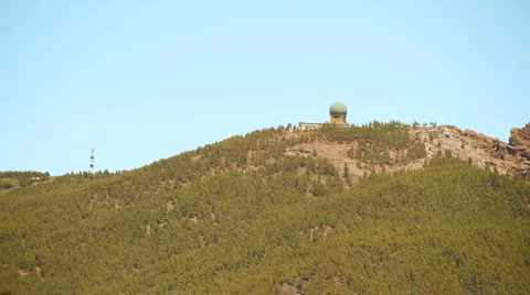 Radar station on a mountain top Stock Footage 6943425