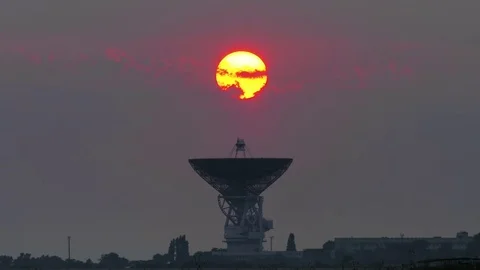 Radar station at sunset, time lapse Stock Footage 78029875
