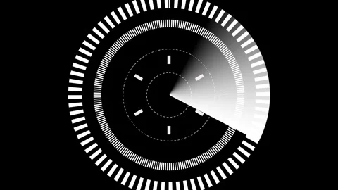Radar system animation on black background. Signal transmitted solar radar... Stock Footage 340179144