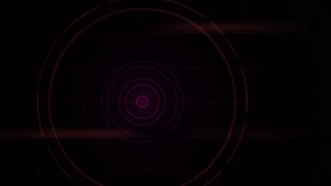 Radar Target Circle Interface with Neon Pink Glowing Lines on Dark Screen Stock Footage 343759212