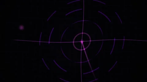 Radar Target with Glowing Purple Lines on a Dark Grid for Tech Screens Stock Footage 343759302