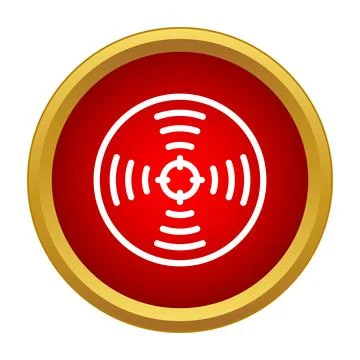 Radar target tracking signal detection red icon Stock Illustration