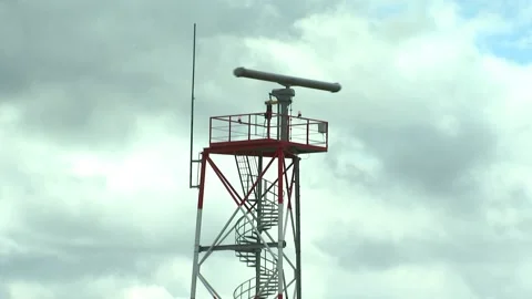 Radar tower at the airport Stock Footage 88737762