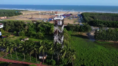 Radar tower installed near seashore : 17 septmber, 2025, odisha, india. Stock Footage 317463183