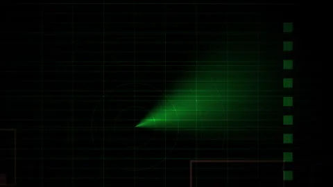 Radar Tracking Screen Animation with High Tech Green Scanning Sweep and Hud Stock Footage 343759307