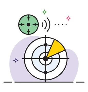 Radar, tracking system icon flat design. Stock Illustration