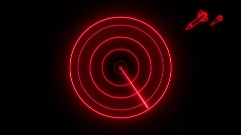 Radar waves detect missile rocket attack animated circle waves neon green r.. Stock Footage 311675362