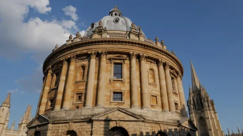 Radcliffe Camera with St Mary's tower of University church of St Mary the Virgin Stock Footage 161996509