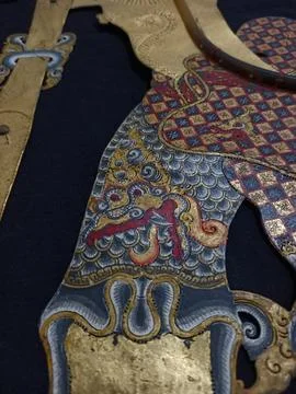 Raden Werkudara Bima - Batik Pattern puppet shadow Warrior Autentik Product 1990 Foto stock