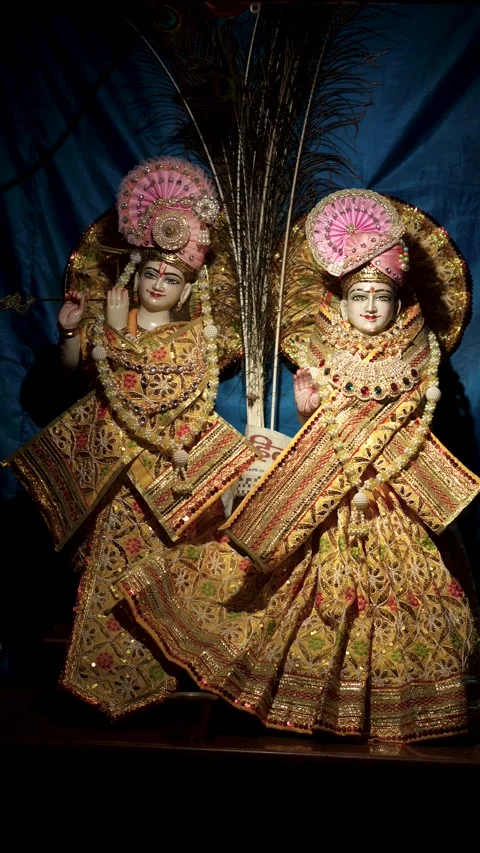 Radha Krishna Close-Up Statue  Eternal Love and Divine Devotion Video stock 326360550