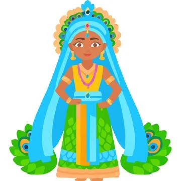 Radhekrishna Hindu Deity Art Devotion Virtues Stock Illustration