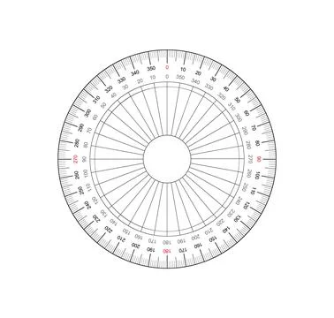 Radial 360 Degree Protractor Scale Ilustração Stock