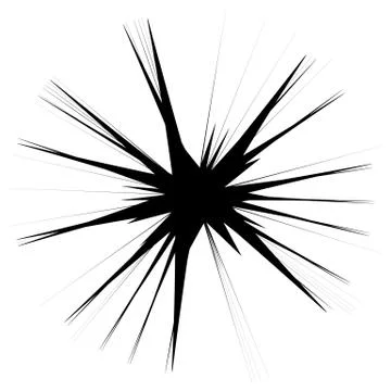 Radial abstract op-art element. Black abstract shape isolated on white Stock Illustration