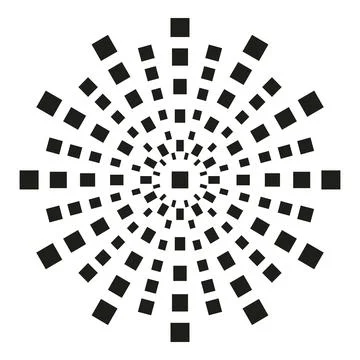 Radial abstract pattern creating sunburst squares illusion 库存插图