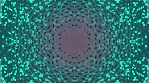 Radial abstract pattern of pixels and geometric shapes 4K video featuring a 4K Video stock 333049279