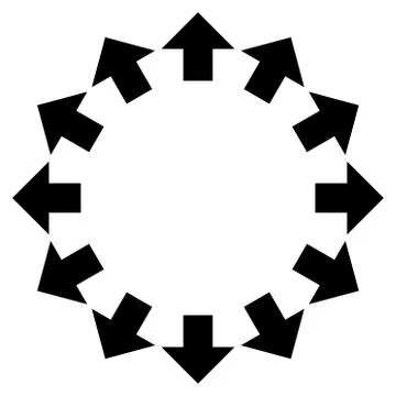 Radial Arrows Flat Vector Icon Stock Illustration