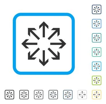 Radial Arrows Framed Vector Icon 스톡 일러스트