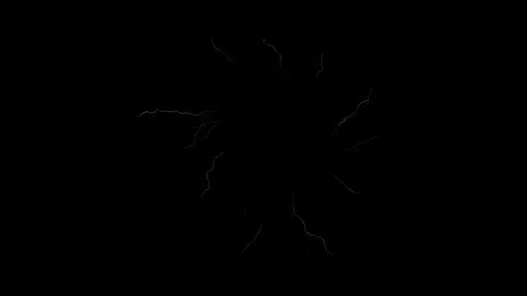 Radial Barrier Lightning Strike Atmospheric Layer On Black Screen Stock Footage 337776706