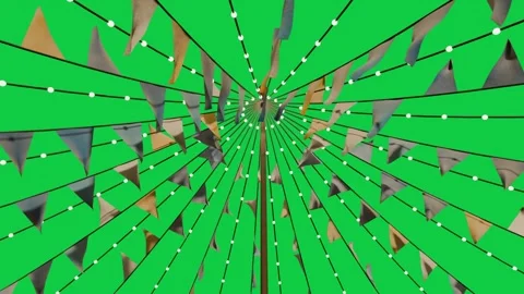 Radial bunting with bulb strings rippling from hub after gust, transparent Stock Footage 339724804