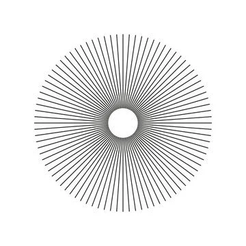 Radial circle lines. Circular lines element. Symbol of Sun star rays. Stock Illustration