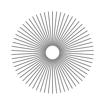 Radial circle lines icon. Circular lines pattern. Outlined symbol of Sun star Stock Illustration