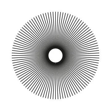 Radial circle lines template. Circular lines modern element. Symbol of Sun star Stock Illustration