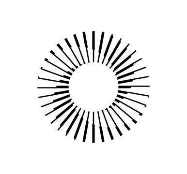 Radial Circle Pattern Abstract Geometric Line Design for logo icon web graphic. Stock Illustration