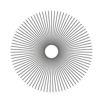 Radial circle simple lines. Circular lines flat element. Symbol of Sun star rays Illustrazione stock