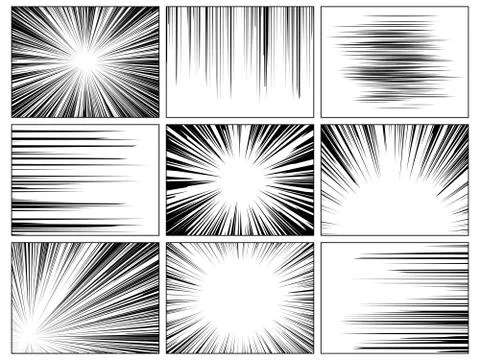 Radial comics lines. Comic book speed horizontal line cover speed texture action Illustrazione stock