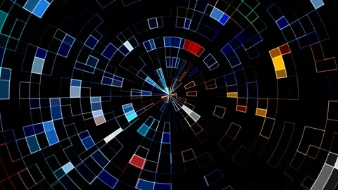Radial Concentric Circle Animation | Glitch-Inspired Loopable Motion Graphic for Stock Footage 290156114