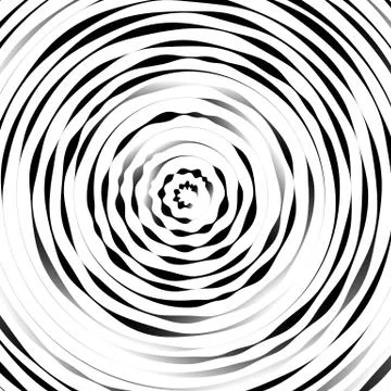 Radial concentric circles with irregular, dynamic lines. Abstract pattern wit Stock Illustration