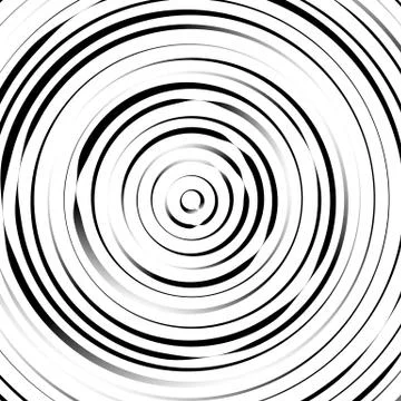 Radial concentric circles with irregular, dynamic lines. Abstract pattern wit Stock Illustration