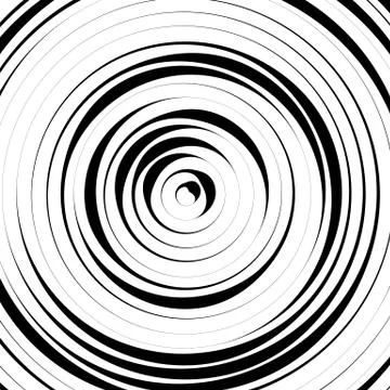 Radial concentric circles with irregular, dynamic lines. Abstract pattern wit Stockillustratie