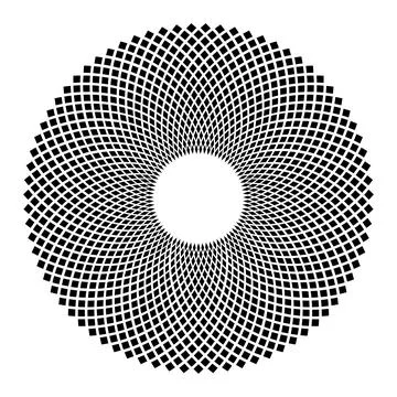 Radial Diamond Mandala Pattern, Black diamond shapes forming circular イラスト素材