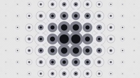 Radial dot grid transition spreading from the center in white and grey Stock Footage 348091828