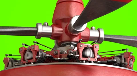 Radial engine isolated on green screen Stock Footage 46860093