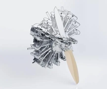 Radial engine with a propeller Stock Illustration