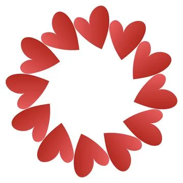 Radial frame of hearts, vector illustration Stock Illustration