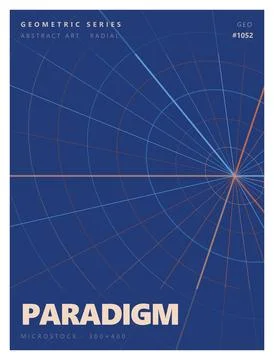 Radial geometric abstract grid structure on dark blue background vector pat.. Stock Illustration