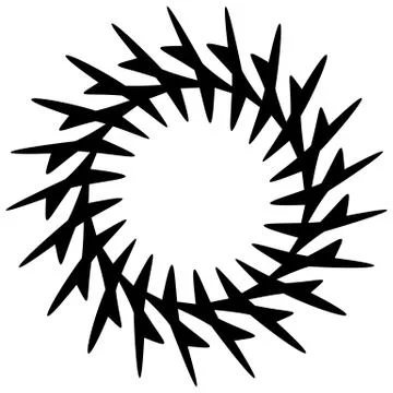Radial geometric element series. Abstract black and white shape in concentric Stock Illustration