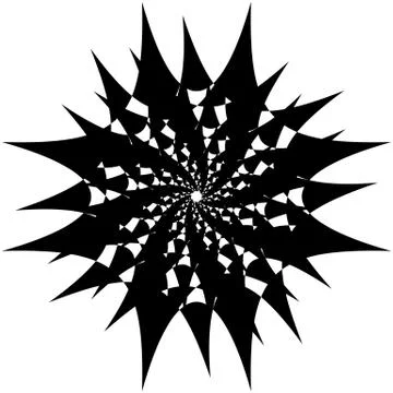 Radial geometric element series. Abstract black and white shape in concentric Stock Illustration