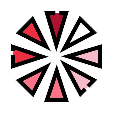 Radial geometric pattern with red and pink triangles Stock Illustration