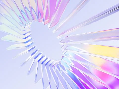 Radial glass lines circle pattern with rainbow color gradient. Holographic light Stock-Illustration