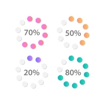 Radial gradient progress infographic chart design template set Stock Illustration