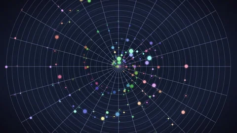 Radial Grid Bubble Data Loop - Colorful Analytics Visualization Backdrop Stock Footage 341564205