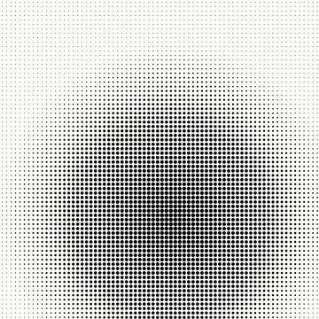 Radial halftone circular pattern with black dots on white for centered focu.. Stock Illustration